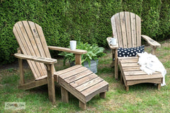 Stencil up an old adirondack chair to look as if it was made out of pallets with Organic Coffee and Shipping Crate Stamps by Funky Junk's Old Sign Stencils!