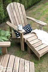 Stencil up an old adirondack chair to look as if it was made out of pallets with Organic Coffee and Shipping Crate Stamps by Funky Junk's Old Sign Stencils!