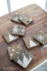 Reclaimed wood coasters, stenciled with Christmas Graphics by Funky Junk's Old Sign Stencils