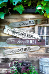 Learn how to make these charming rustic directional fall signs using scrap wood and Funky Junk's Old Sign Stencils! Click to this stencil listing, and to the link that leads to the tutorial!