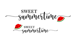 This image shows both phrases sizes with the 3" watermelon slice.