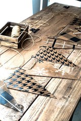 PLAID SHIRT stencil by Funky Junk's Old Sign Stencils is a 2-piece plaid pattern stencil kit designed to get the look of a plaid pattern! This plaid pattern stencil comes with a sheet of thicker and thinner grid lines that overlap, creating a true plaid pattern. For pillows, placemats, table runners, furniture, plus!