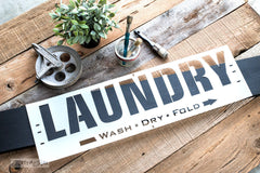 Decorate your laundry room in vintage style with a Laundry Wash Dry Fold stencil, available in 2 sizes! By Funky Junk's Old Sign Stencils.